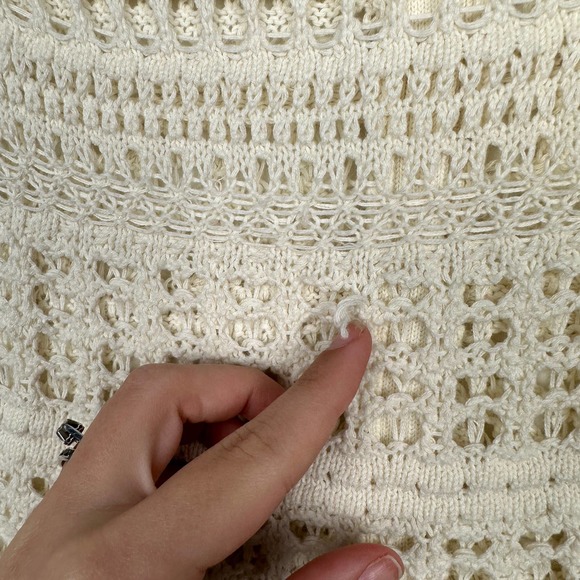 Knitted &‎ Knotted Anthropologie Sz S Crochet Button Up Butterfly Cardigan Top - Picture 10 of 10